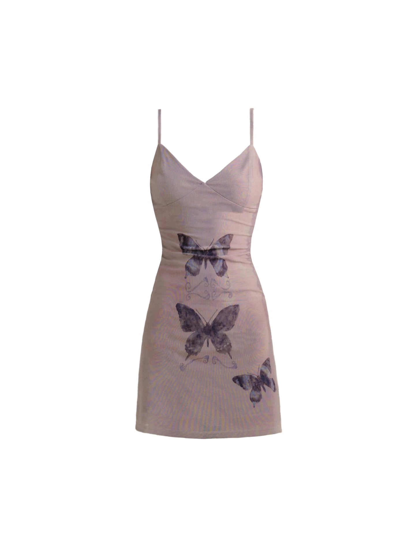 [Spot] fragile shop - crimson hot love hot girl sweet cool butterfly print slip dress slim dress