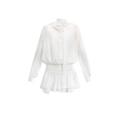 Cherry Blossom Chiffon Waist Ruffle Dress