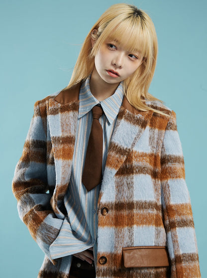 Mid-Length Plaid Jacket