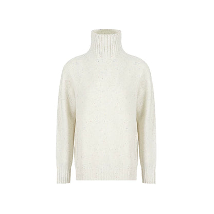 Wool Floral Yarn Turtleneck Sweater