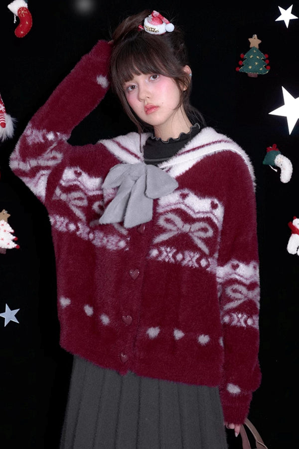 모조 밍크 페어 아일 셀러 칼라 재킷 