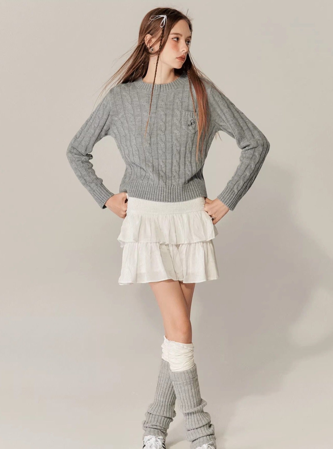 American Retro Pocket Strick Twist Sweater Tops