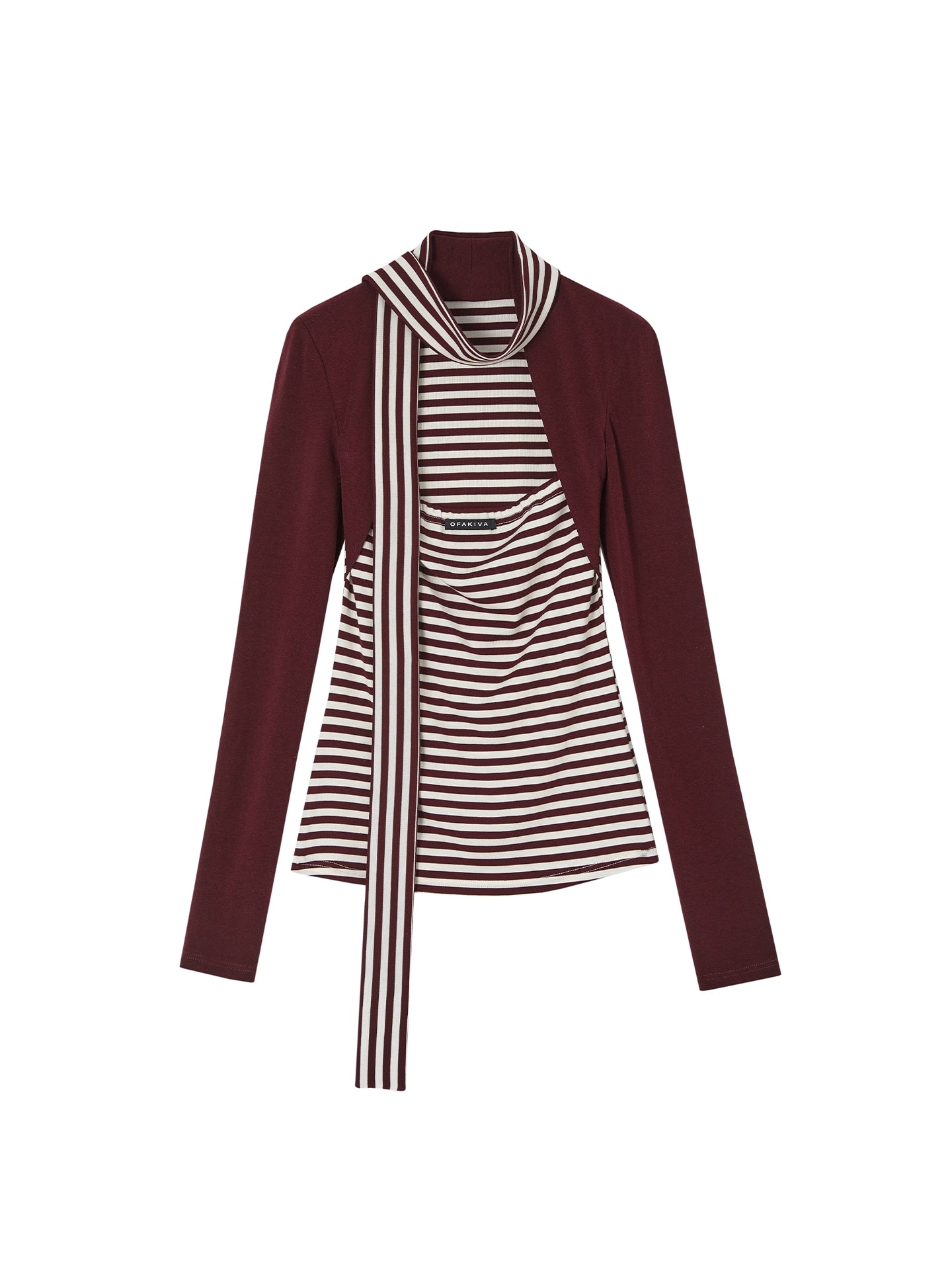 Fake Two Slimming Striped Knit Top