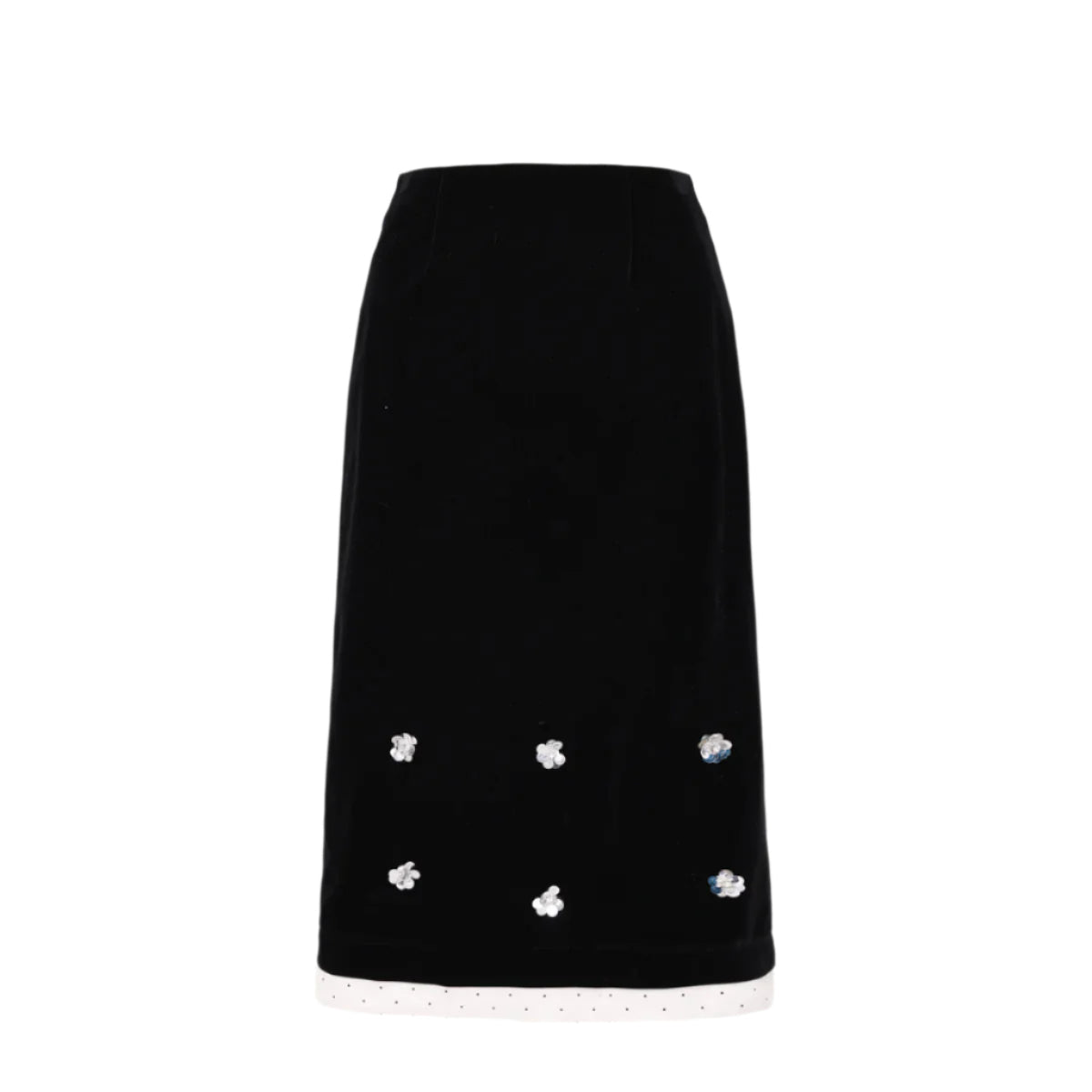 Polka Dot Edge Jacquard Midi Skirt