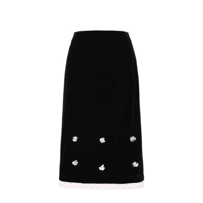 Polka Dot Edge Jacquard Midi Skirt