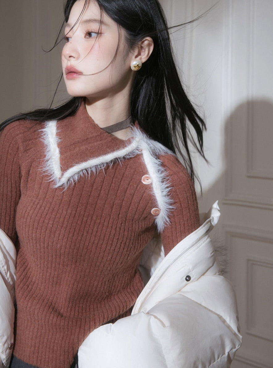 Caramel Feather Wool Sweater