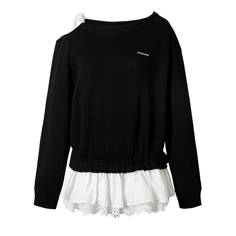 Skin-Friendly Slanted Shoulder Sweatshirt