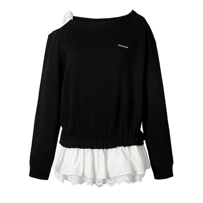 Skin-Friendly Slanted Shoulder Sweatshirt