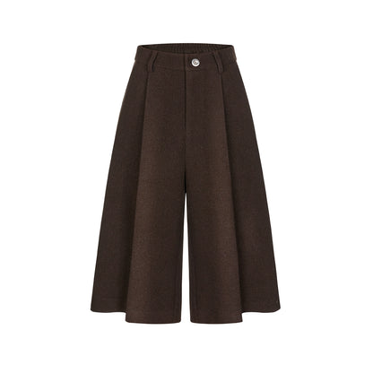 Woolen Pleated Cropped Pants