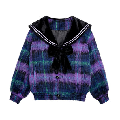 Plaid sailor collar jacket