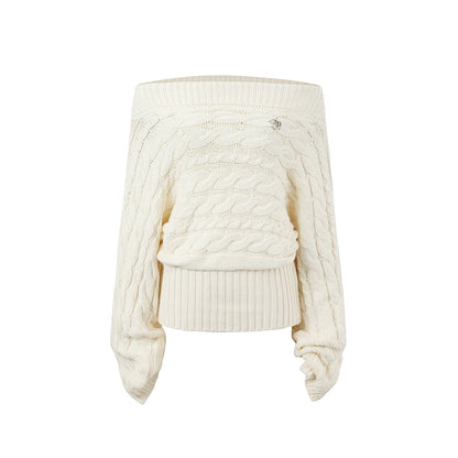 Slanted Shoulder Knit Sweater Set-Up