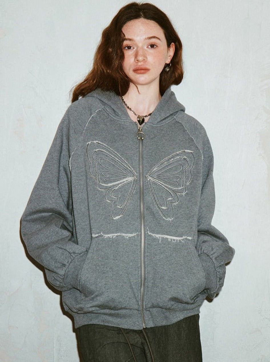 Butterfly Loose Slouchy Hooded Coat