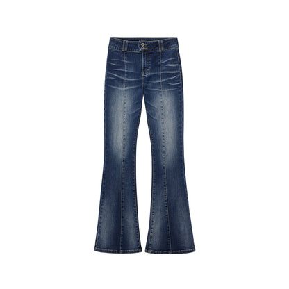 Deep Sea Blue Flared Denim Pants