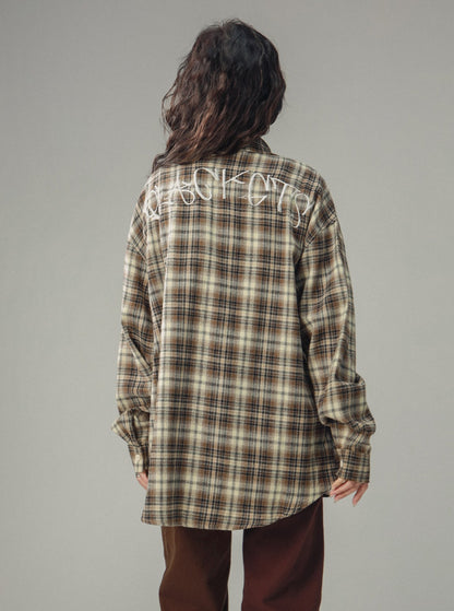 Vintage Plaid Langarm Silhouette Top