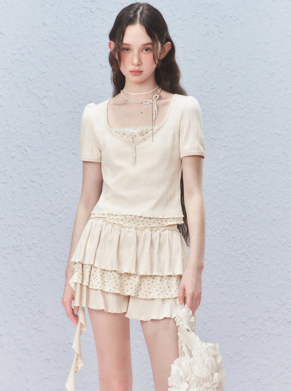 Cutout Slim Fit Cropped T-Shirt