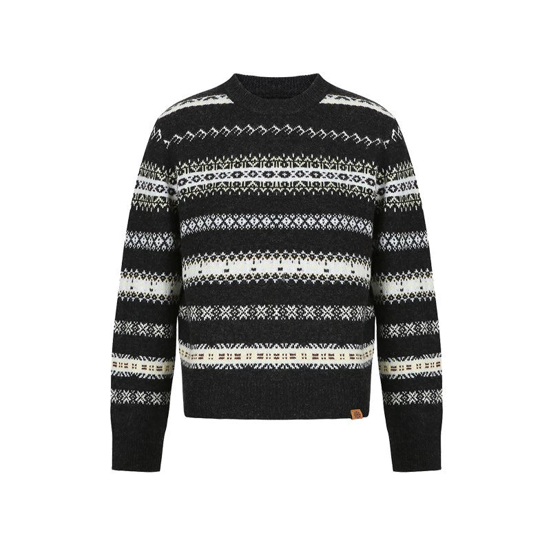 Color-Blocked Fair Isle Wool Sweater