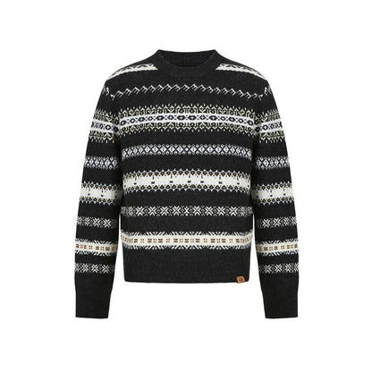Color-Blocked Fair Isle Wool Sweater