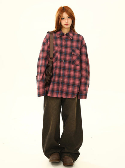 Retro -Gradienten -Check Premium Plaid -Hemd