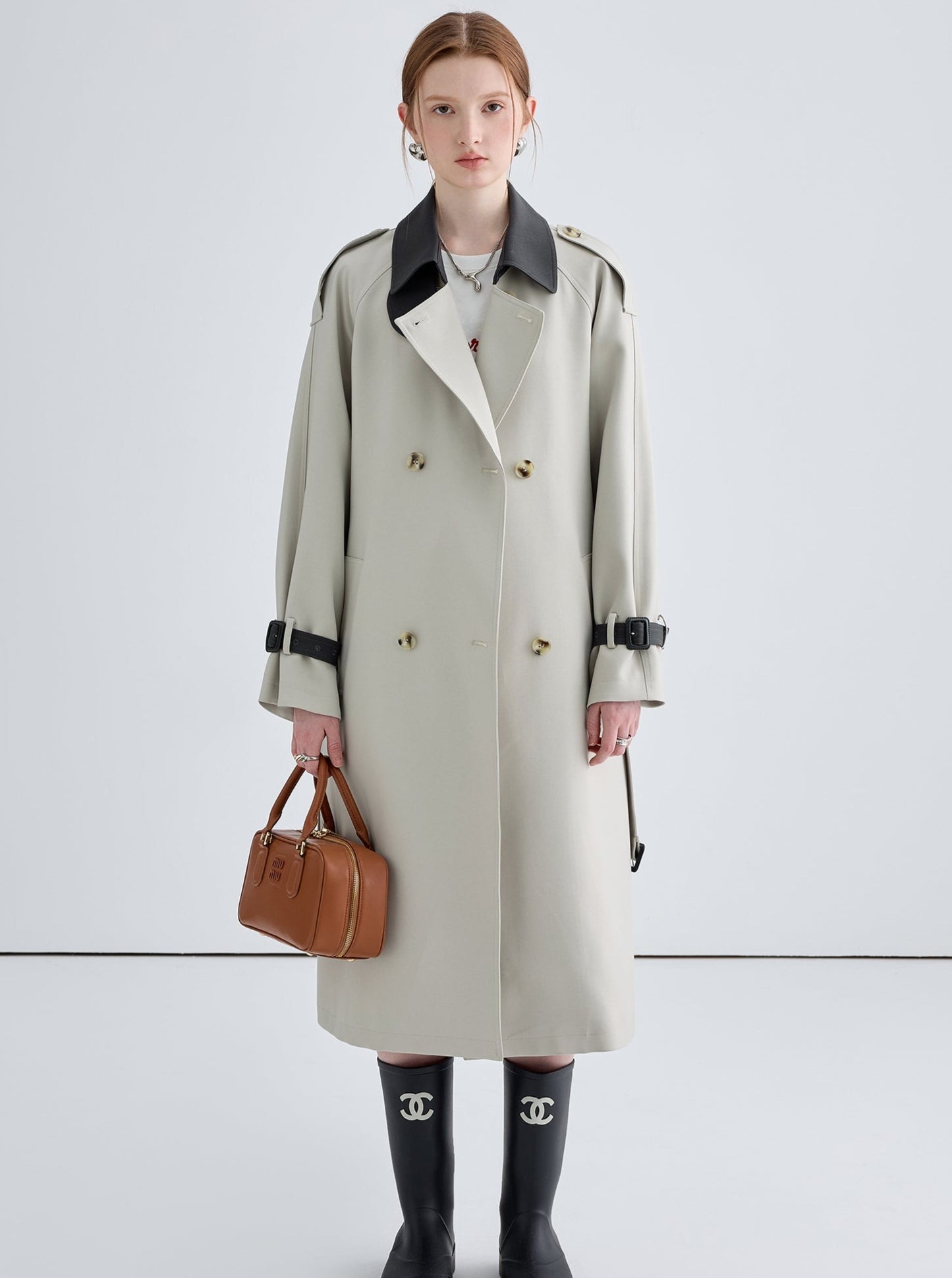 COLOR-BLOCKED TRENCH COAT