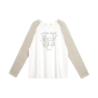 Knit angel print T-shirt