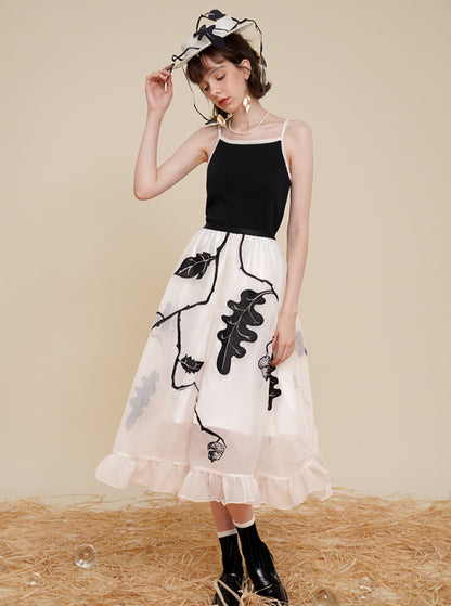 Embroidery Large Swing Gauze Skirt