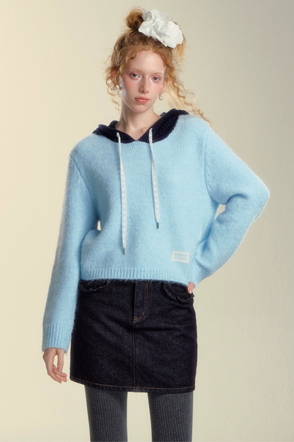 Hooded Cut-Out Sweater Top