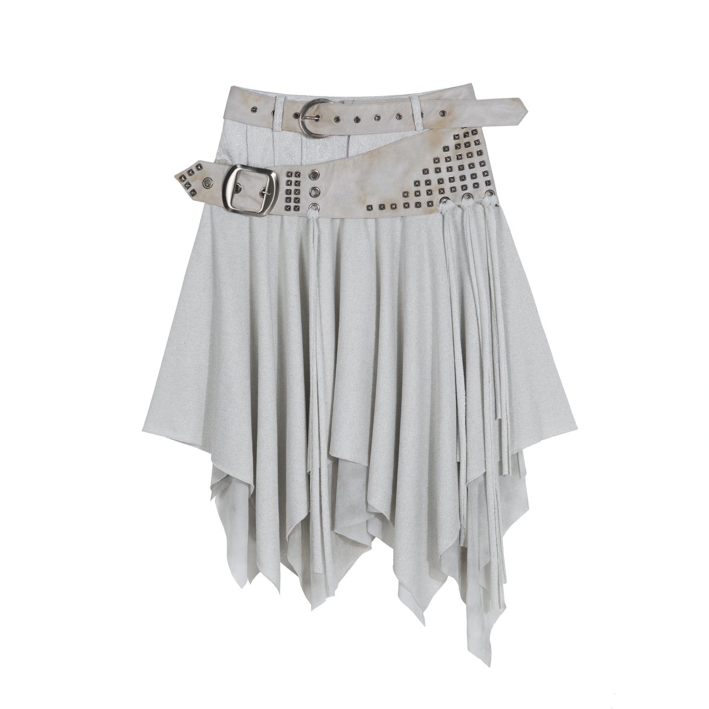 Irregular Multi-Layer Slim Rivet Skirt