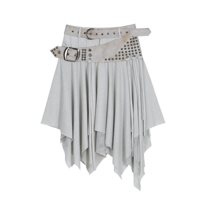 Irregular Multi-Layer Slim Rivet Skirt