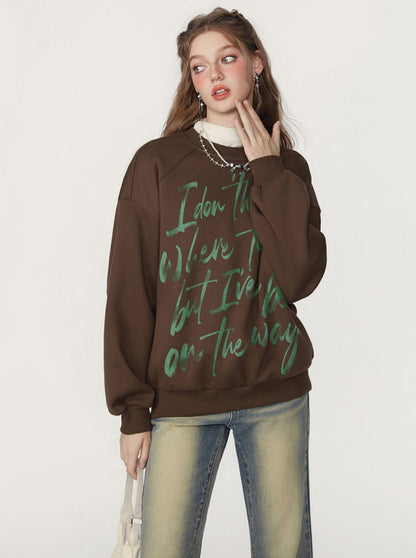 American Art Alphabet Pullover Round Neck Top