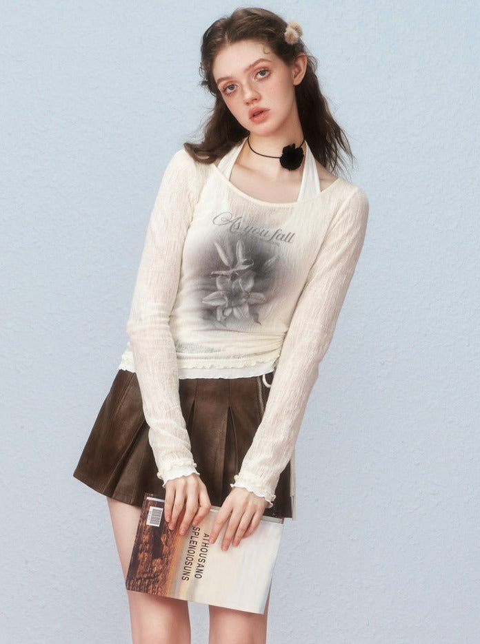 Two-piece knitted long sleeves top