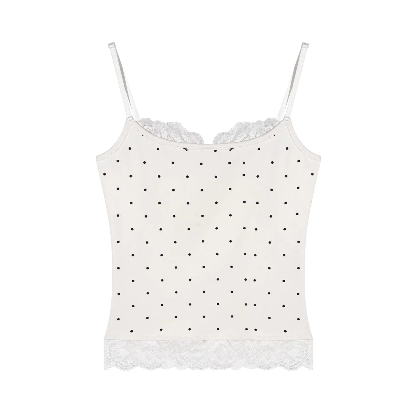 Lace Patchwork Polka Dot Top