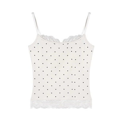 Lace Patchwork Polka Dot Top