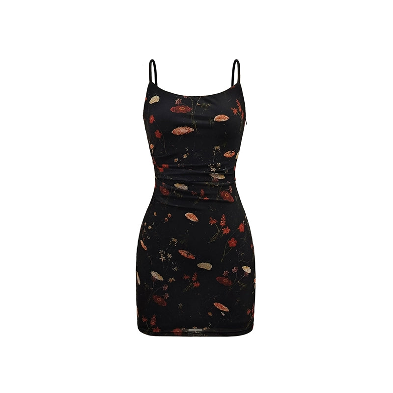 Black Print Midi Sundress