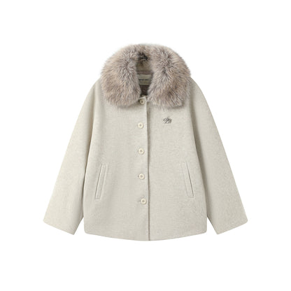 Fur Collar Woolen Cape Coat
