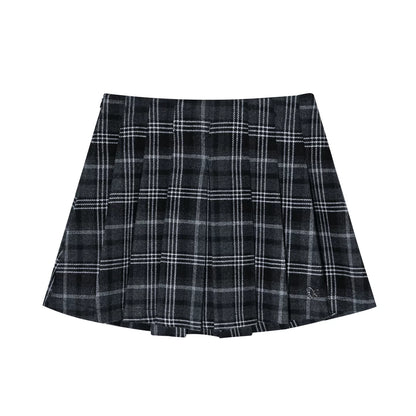 Retro Plaid Wool Skirt