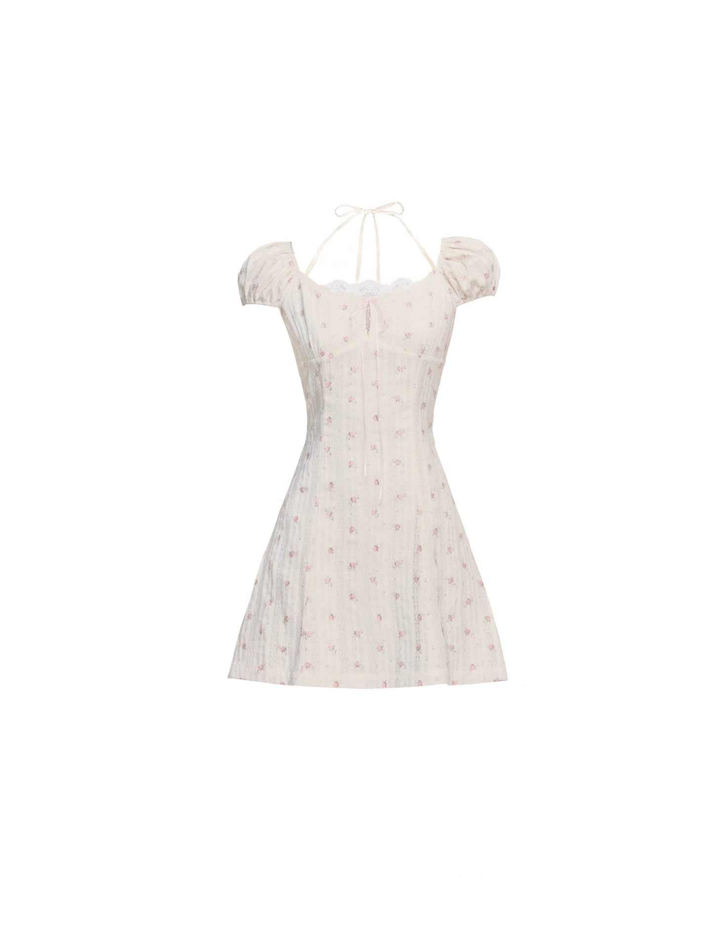 Floral Puff Sleeve Slim Fit Dress