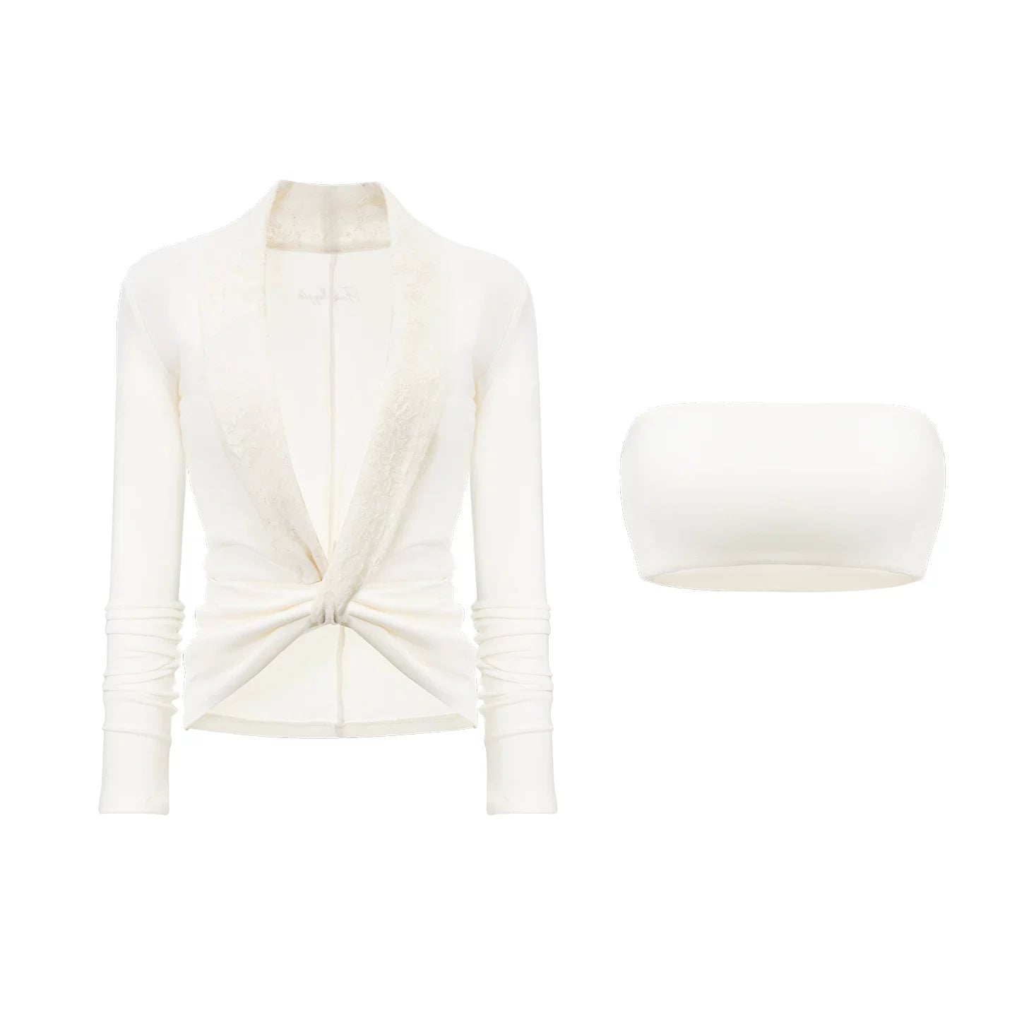 Patchwork Collar Knit Sweater Set