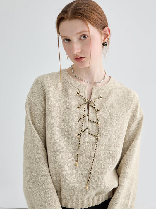 Knitted Thick Tweed Top