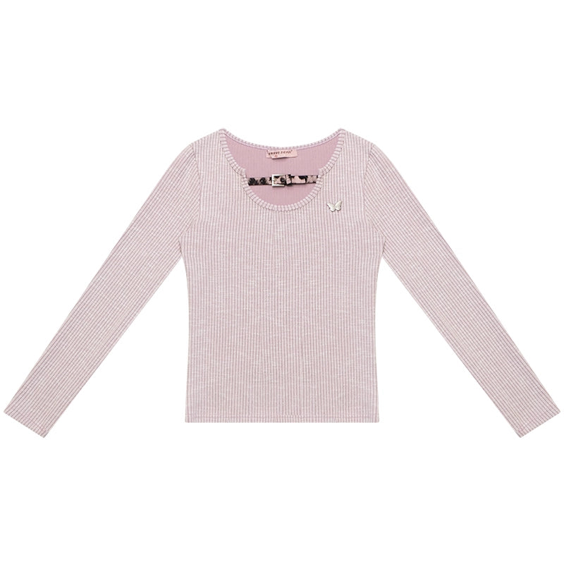 Design Leopard Print Long Sleeve Knit Shirt