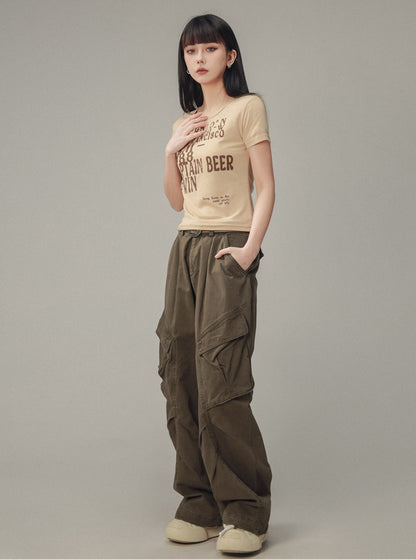 Casual Straight Leg Pocket Cargo Pants