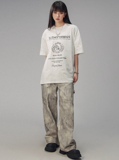 Retro mottled wasteland style logging pants