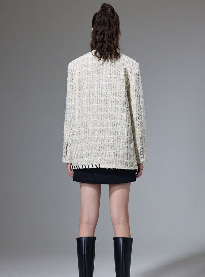 Tweed woven small fragrance knitted jacket