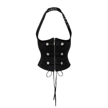 Dark Girl Ruffled Shirt Slim Set-Up