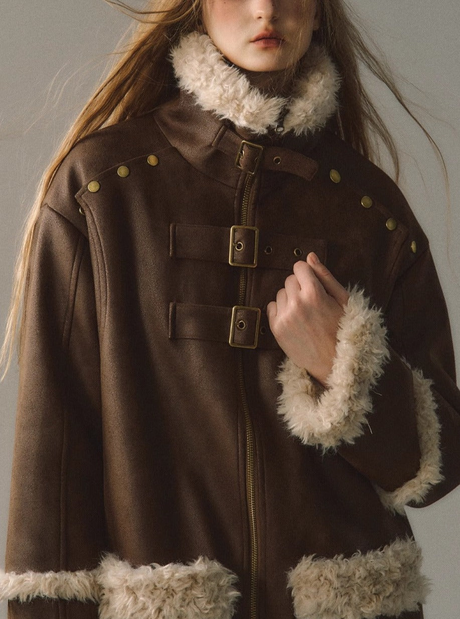 Fur Integrated Plush Jacket