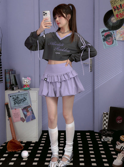 Playful Purple Puffy Short Skirt