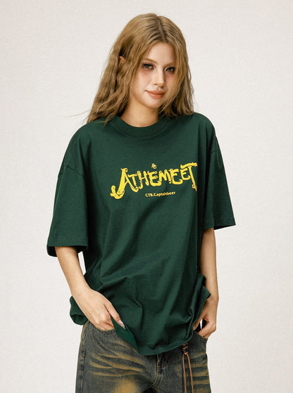 American Vintage Green Letter T-Shirt