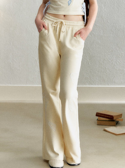 Retro Bow Appliqué Trousers