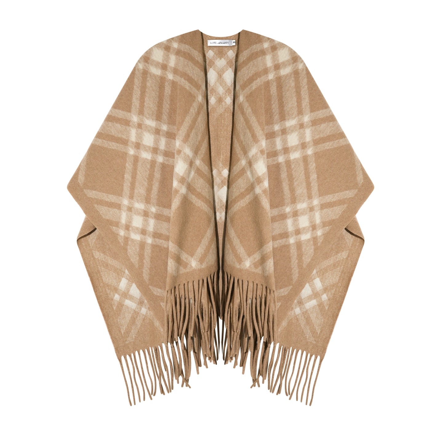 Retro Plaid Tassel Cape Shawl