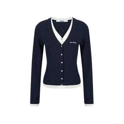 Color-Blocking Knit V-Neck Top