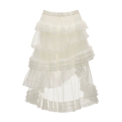Mesh Asymmetrical Cloud Skirt